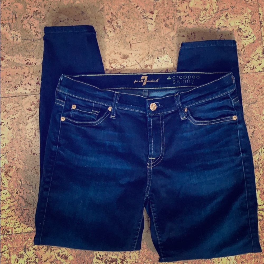 Cropped dark wash skinny jean 7 for all mankind